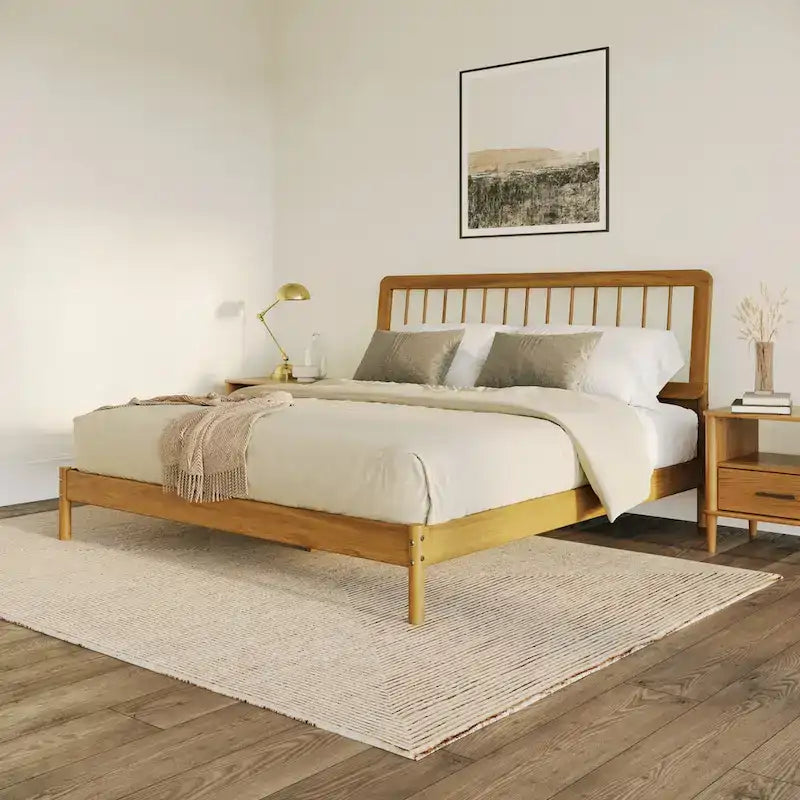 Lit à baldaquin king en pin massif noir / caramel / naturel, convient pour 1 ou 2 personnes