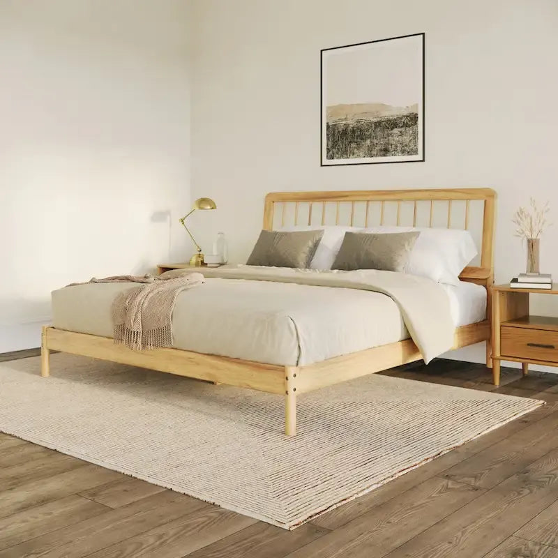 Lit à baldaquin king en pin massif noir / caramel / naturel, convient pour 1 ou 2 personnes
