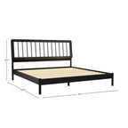 Lit à baldaquin king en pin massif noir / caramel / naturel, convient pour 1 ou 2 personnes