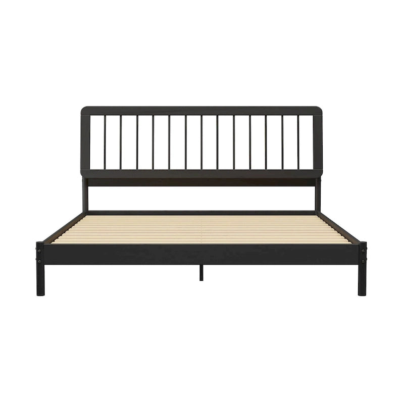 Lit à baldaquin king en pin massif noir / caramel / naturel, convient pour 1 ou 2 personnes