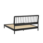 Lit à baldaquin king en pin massif noir / caramel / naturel, convient pour 1 ou 2 personnes
