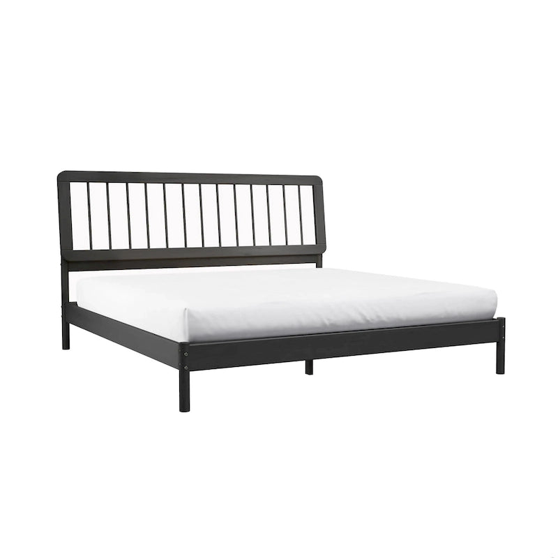 Lit à baldaquin king en pin massif noir / caramel / naturel, convient pour 1 ou 2 personnes