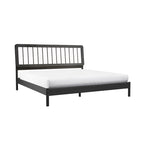 Lit à baldaquin king en pin massif noir / caramel / naturel, convient pour 1 ou 2 personnes