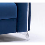 Fauteuil d'appoint en velours bleu, style contemporain, 1 place