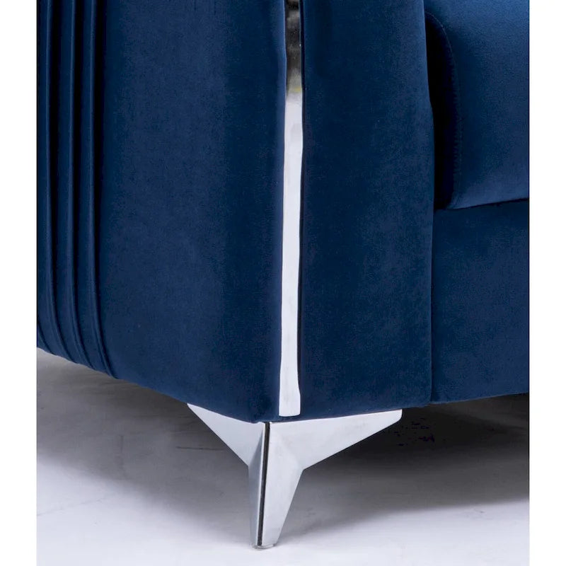 Fauteuil d'appoint en velours bleu, style contemporain, 1 place