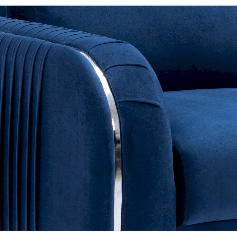 Fauteuil d'appoint en velours bleu, style contemporain, 1 place
