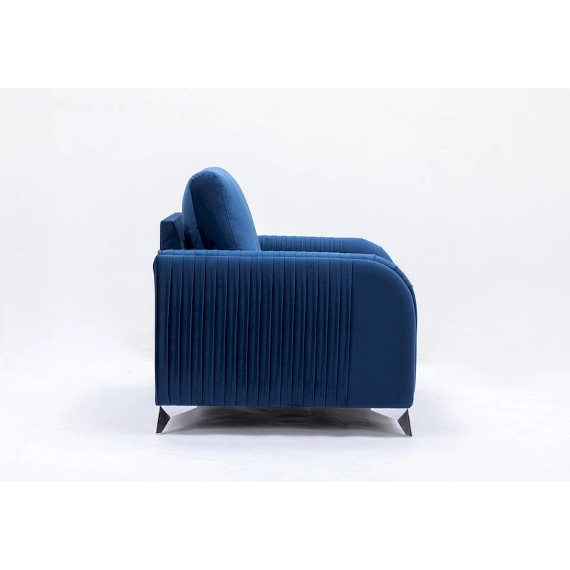 Fauteuil d'appoint en velours bleu, style contemporain, 1 place