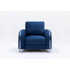 Fauteuil d'appoint en velours bleu, style contemporain, 1 place