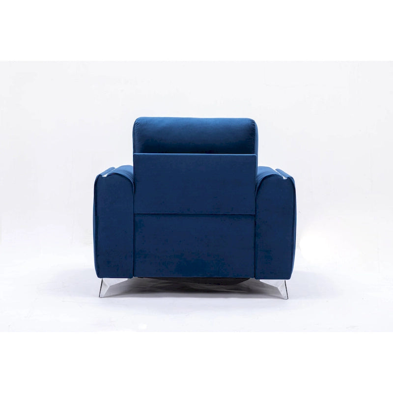 Fauteuil d'appoint en velours bleu, style contemporain, 1 place