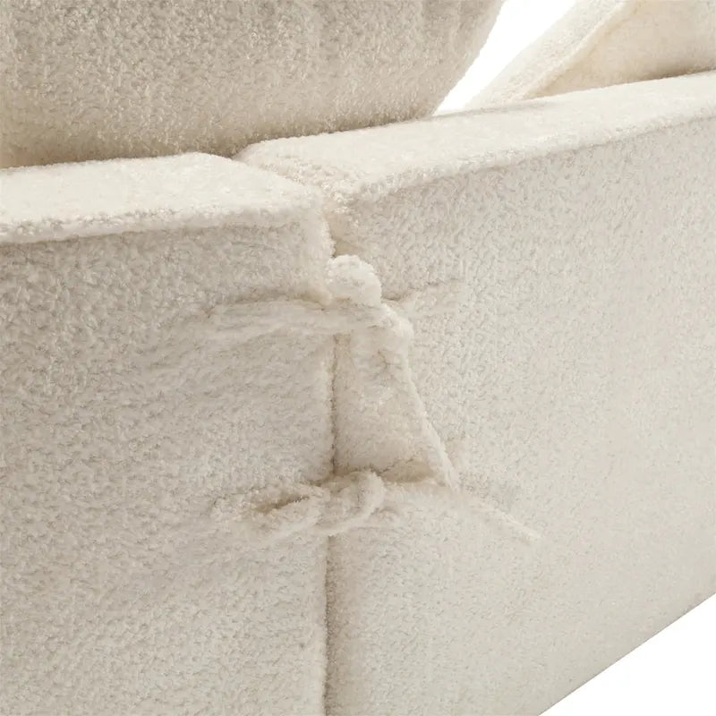 Canapé sectionnel en L à 3 places en tissu bouclé gris/bleu marine/noir/beige