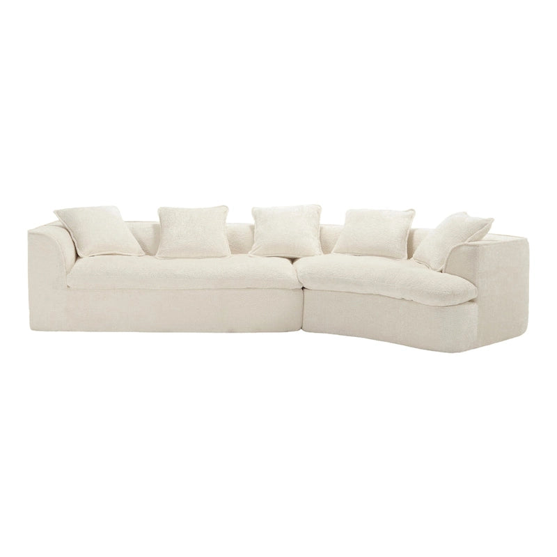Canapé sectionnel en L à 3 places en tissu bouclé gris/bleu marine/noir/beige