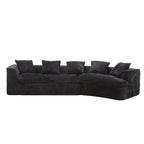 Canapé sectionnel en L à 3 places en tissu bouclé gris/bleu marine/noir/beige
