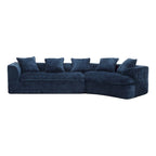 Canapé sectionnel en L à 3 places en tissu bouclé gris/bleu marine/noir/beige
