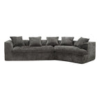 Canapé sectionnel en L à 3 places en tissu bouclé gris/bleu marine/noir/beige