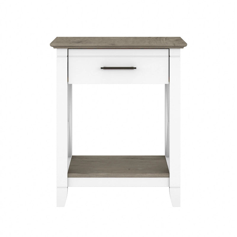 Table de chevet côtière avec motif en X, tiroir et étagère – Plusieurs coloris, assemblage par 1 personne