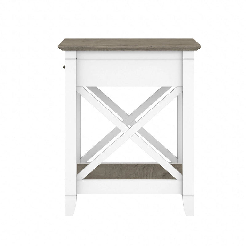 Table de chevet côtière avec motif en X, tiroir et étagère – Plusieurs coloris, assemblage par 1 personne
