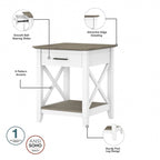 Table de chevet côtière avec motif en X, tiroir et étagère – Plusieurs coloris, assemblage par 1 personne