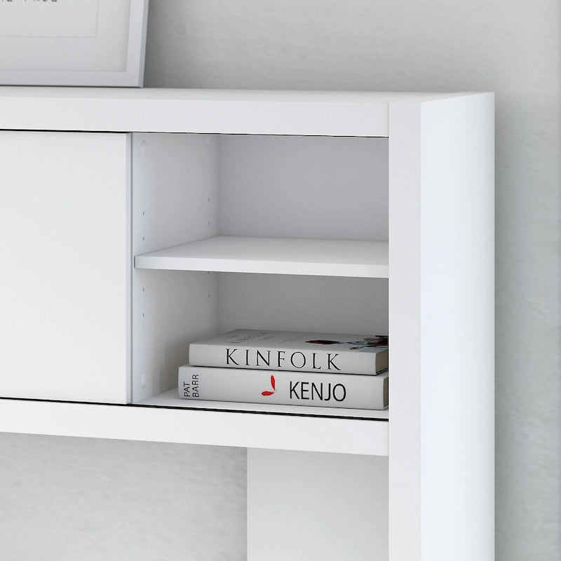 Crédence de bureau 60 W avec étagère – Blanc pur / Sable gris / Érable anthracite / Gris moderne, poste de travail individuel