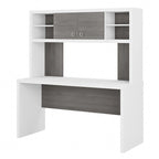 Crédence de bureau 60 W avec étagère – Blanc pur / Sable gris / Érable anthracite / Gris moderne, poste de travail individuel