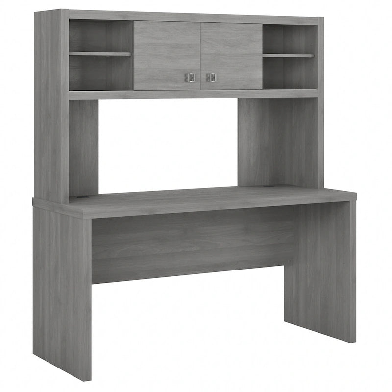 Crédence de bureau 60 W avec étagère – Blanc pur / Sable gris / Érable anthracite / Gris moderne, poste de travail individuel