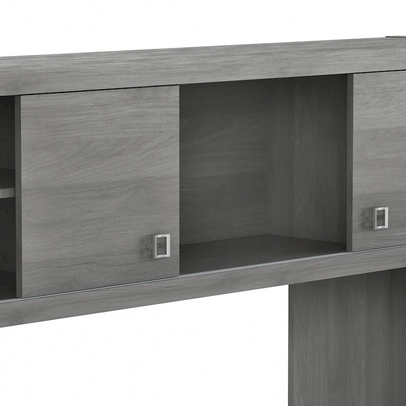Crédence de bureau 60 W avec étagère – Blanc pur / Sable gris / Érable anthracite / Gris moderne, poste de travail individuel