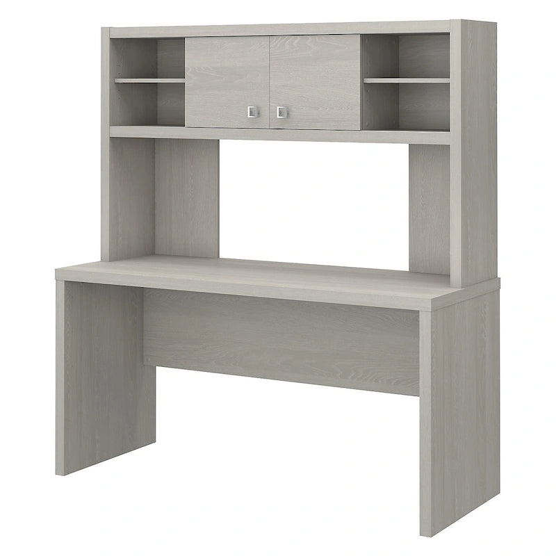 Crédence de bureau 60 W avec étagère – Blanc pur / Sable gris / Érable anthracite / Gris moderne, poste de travail individuel