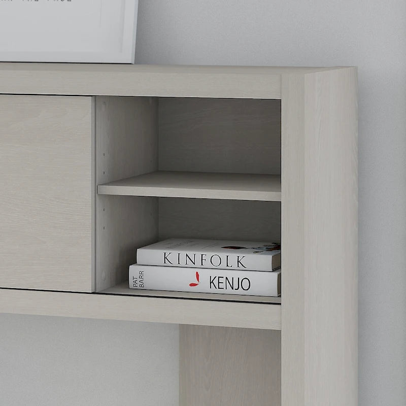 Crédence de bureau 60 W avec étagère – Blanc pur / Sable gris / Érable anthracite / Gris moderne, poste de travail individuel