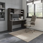 Crédence de bureau 60 W avec étagère – Blanc pur / Sable gris / Érable anthracite / Gris moderne, poste de travail individuel