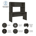 Crédence de bureau 60 W avec étagère – Blanc pur / Sable gris / Érable anthracite / Gris moderne, poste de travail individuel