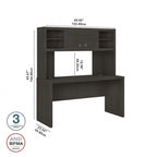 Crédence de bureau 60 W avec étagère – Blanc pur / Sable gris / Érable anthracite / Gris moderne, poste de travail individuel