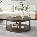 Table basse ronde à 2 niveaux de 40" avec roulettes, brun foncé/chêne antique, assemblage par 1 personne