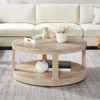 Table basse ronde à 2 niveaux de 40" avec roulettes, brun foncé/chêne antique, assemblage par 1 personne