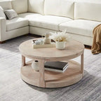 Table basse ronde à 2 niveaux de 40" avec roulettes, brun foncé/chêne antique, assemblage par 1 personne