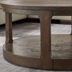 Table basse ronde à 2 niveaux de 40" avec roulettes, brun foncé/chêne antique, assemblage par 1 personne