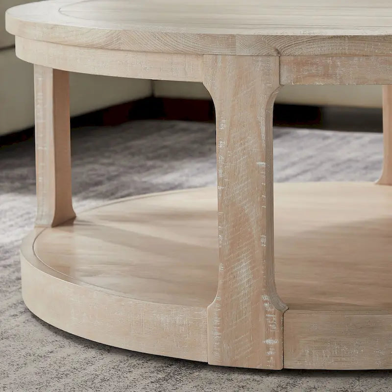 Table basse ronde à 2 niveaux de 40" avec roulettes, brun foncé/chêne antique, assemblage par 1 personne