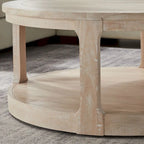 Table basse ronde à 2 niveaux de 40" avec roulettes, brun foncé/chêne antique, assemblage par 1 personne