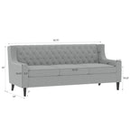 Canapé 3 places capitonné gris/beige de style Mid-Century