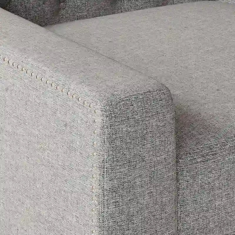 Canapé 3 places capitonné gris/beige de style Mid-Century