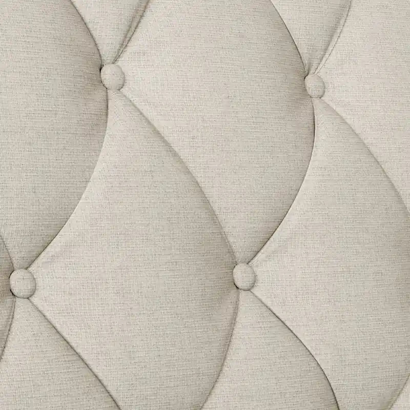 Canapé 3 places capitonné gris/beige de style Mid-Century