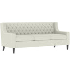 Canapé 3 places capitonné gris/beige de style Mid-Century
