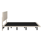 Cadre de lit plateforme flottant en velours gris/beige, tête de lit capitonnée, taille double/grand lit, 1-2 personnes