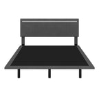 Cadre de lit plateforme flottant en velours gris/beige, tête de lit capitonnée, taille double/grand lit, 1-2 personnes