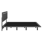 Cadre de lit plateforme flottant en velours gris/beige, tête de lit capitonnée, taille double/grand lit, 1-2 personnes
