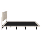 Cadre de lit plateforme flottant en velours gris/beige, tête de lit capitonnée, taille double/grand lit, 1-2 personnes