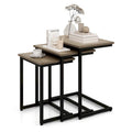 Lot de 3 tables d'appoint gigognes en forme de C, empilables, gris