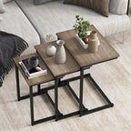 Lot de 3 tables d'appoint gigognes en forme de C, empilables, gris