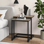 Lot de 3 tables d'appoint gigognes en forme de C, empilables, gris