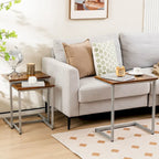 Lot de 3 tables d'appoint gigognes en forme de C, empilables, gris