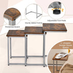 Lot de 3 tables d'appoint gigognes en forme de C, empilables, gris