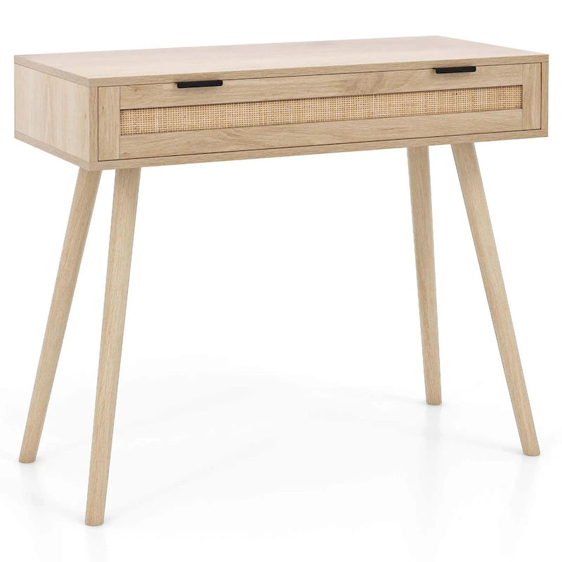 Console en rotin naturel avec tiroir coulissant, style bohème, 1 personne